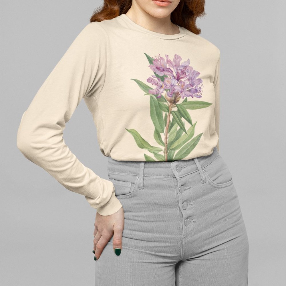 California Rose Bay VTG Floral Print Long Sleeve Graphic Tee T-shirt S M L XL